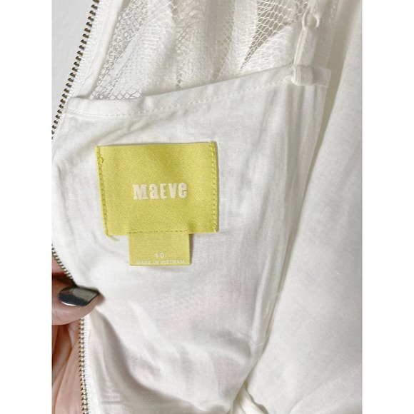 Anthropologie Women's Maeve Pina White Ivory Lace Pineapple Fit & Flare Dress - Picture 12 of 15